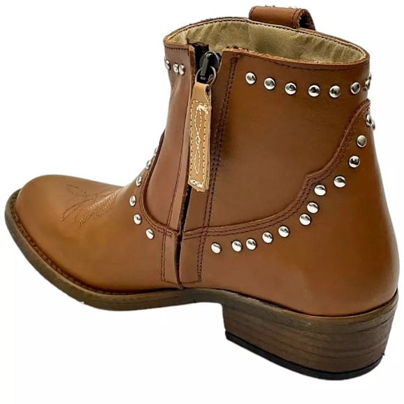 Dingo Women's Destry Leather Western Booties - Camel, Size 7 M - Picture 3 of 4